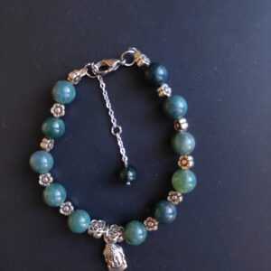 Bracelet Agate mousse et breloque Bouddha