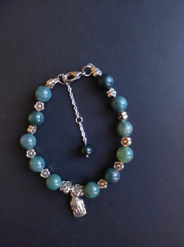 Bracelet Agate mousse et breloque Bouddha