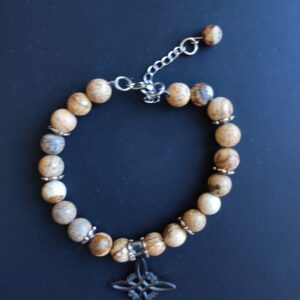Bracelet Jaspe paysage et nœud de sorcière