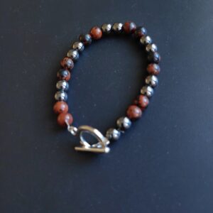 Bracelet Obsidienne acajou et Hématite (6 mm)