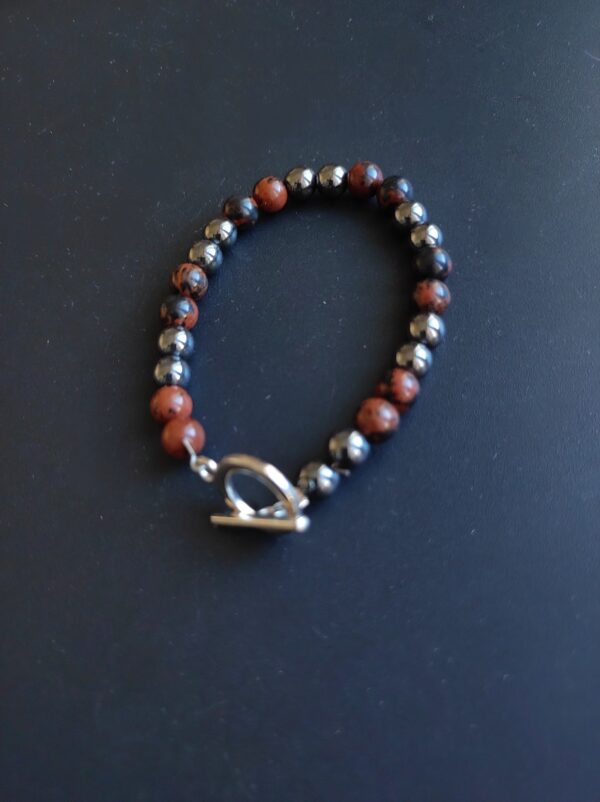 Bracelet Obsidienne acajou et Hématite (6 mm)