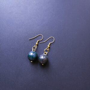 Boucles d'oreilles pendantes acier inoxydable doré Agate verte (perle naturelle en 10 mm)