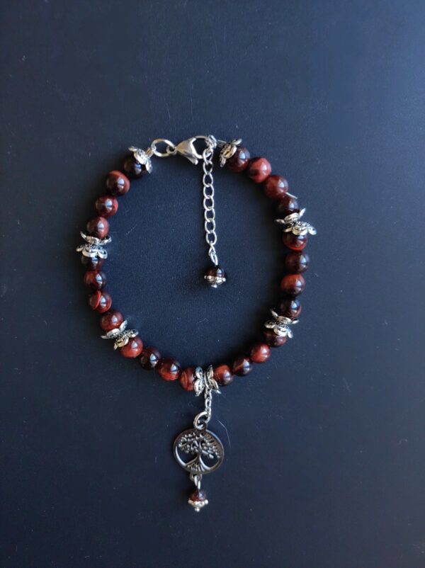 Bracelet œil de taureau (6 mm) et breloque Arbre de vie