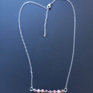 Chaîne inoxydable et Rhodonite (6 mm)