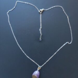Chaîne acier inoxydable et pendentif Améthyste (pierre naturelle)