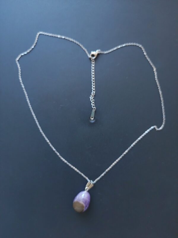 Chaîne acier inoxydable et pendentif Améthyste (pierre naturelle)