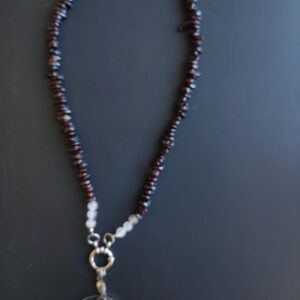 Collier Grenat (chips) et Cristal de roche (6 mm), Pendentif Métatron