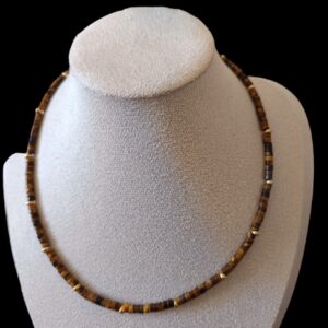 Collier ras le cou en perles naturelles d'œil de Tigre