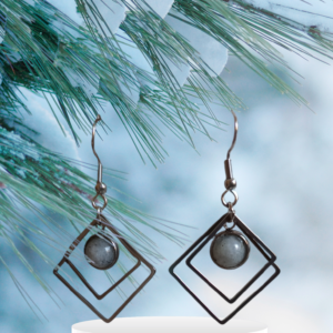 Boucles d'oreilles losanges AI et Labradorite véritables