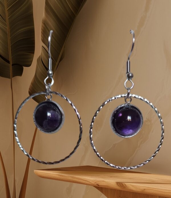 Boucles créoles AI et Améthyste véritable