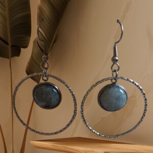 Boucles d'oreilles créoles AI et Labradorite véritable