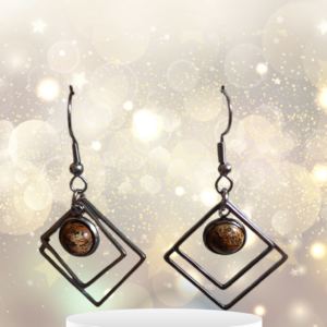 Boucles d'oreilles losanges AI et Jaspe paysage véritable