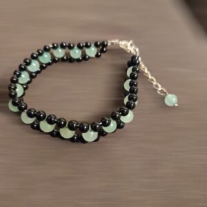 Bracelet double Aventurine verte en 6mm et Onyx véritable en 4mm