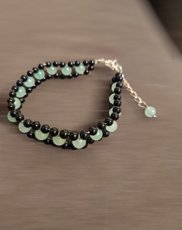 Bracelet double Aventurine verte en 6mm et Onyx véritable en 4mm