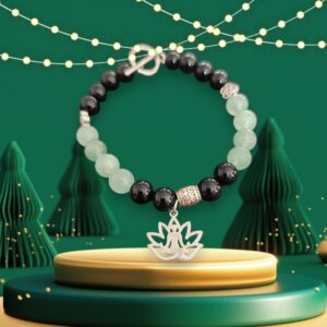 Bracelet Aventurine verte et Onyx véritable en 8mm
