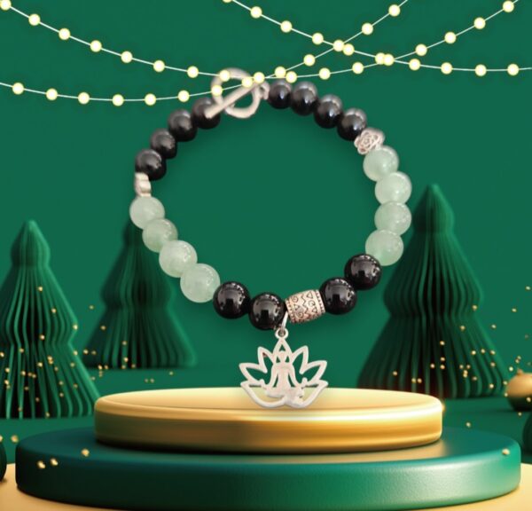Bracelet Aventurine verte et Onyx véritable en 8mm