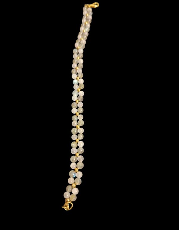 Bracelet double Labradorite et Quartz rose véritable en 4mm