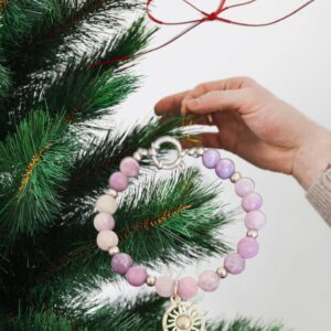 Bracelet Lépidolite véritable en 8mm et soleil