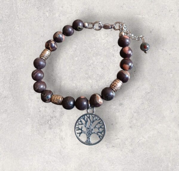 Bracelet Jade fleur de prunier véritable en 8mm et Arbre de vie