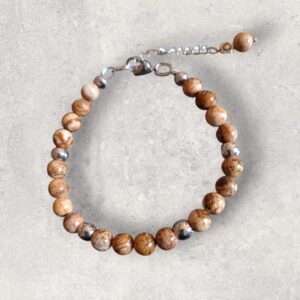 Bracelet Jaspe paysage véritable en 6mm