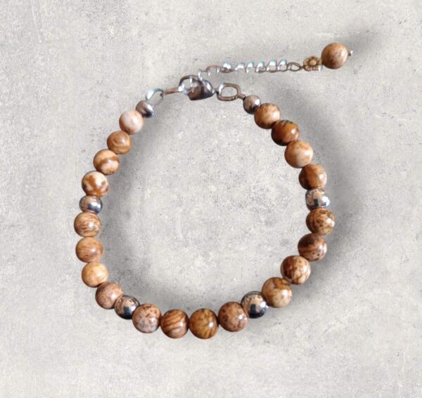 Bracelet Jaspe paysage véritable en 6mm