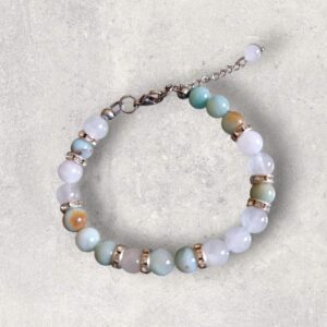 Bracelet Multi Amazonite et Jade blanc véritable en 8mm