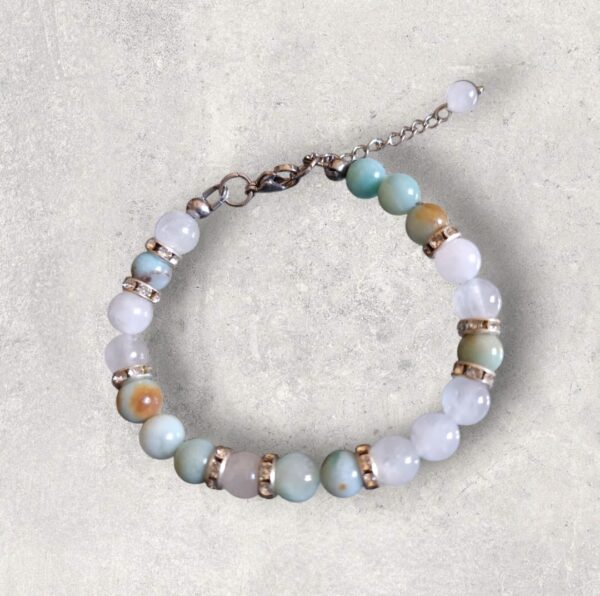 Bracelet Multi Amazonite et Jade blanc véritable en 8mm
