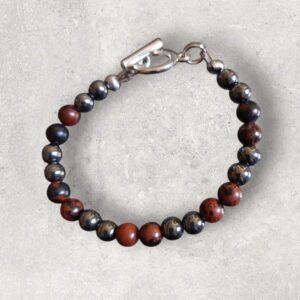Bracelet Oeil de taureau et Hématite véritable en 6mm