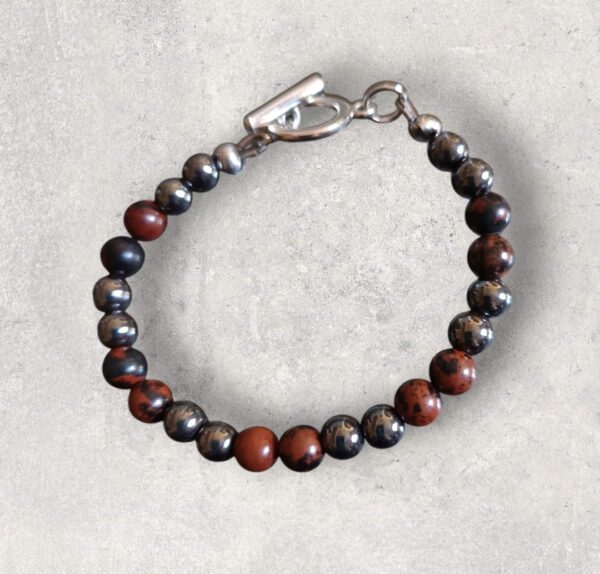 Bracelet Oeil de taureau et Hématite véritable en 6mm