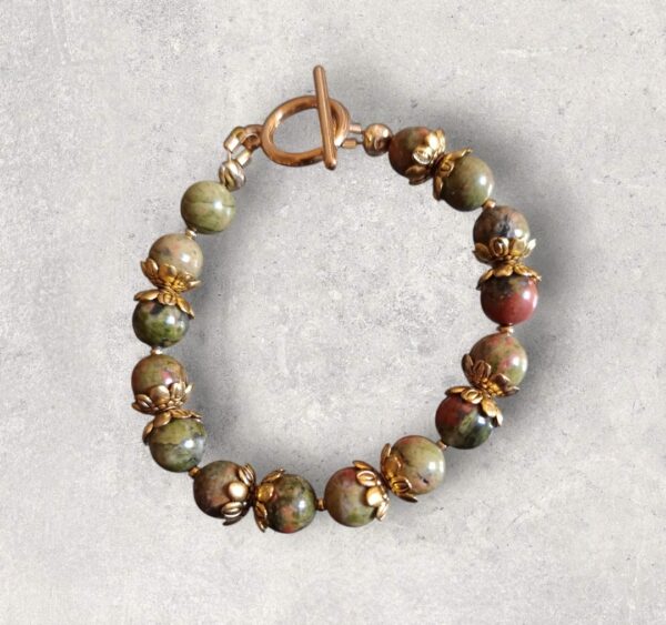 Bracelet Unakite véritable en 8mm