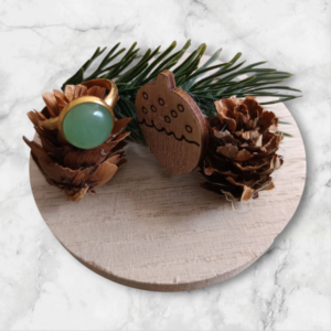 Bague ajustable AI doré et Aventurine verte véritable