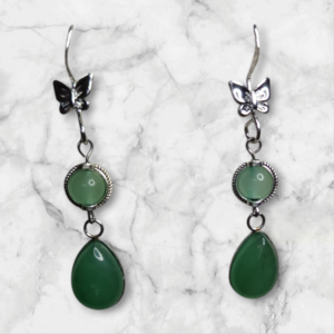 Boucles d'oreilles AI papillon et Aventurine verte véritable