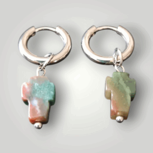 Boucles d'oreilles AI et croix Agate indienne véritable