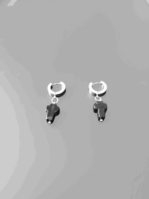 Boucles d'oreilles AI croix Onyx véritable