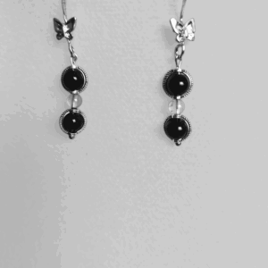 Boucles d'oreilles Onyx et Cristal de roche véritable