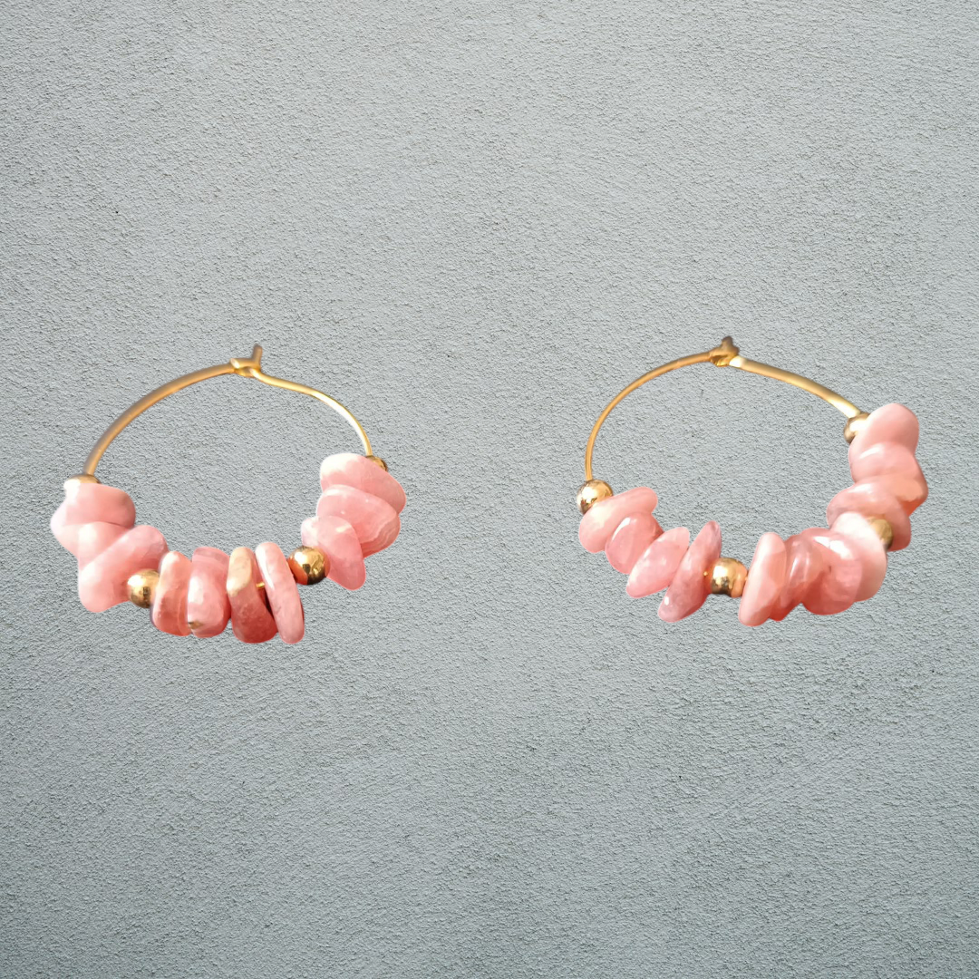 Boucles d'oreilles AI doré Rhodochrosite véritable