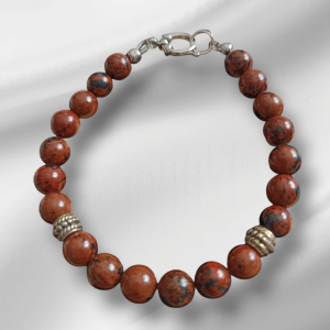 Bracelet Obsidienne acajou véritable (21 cm) modèle homme