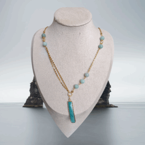 Sautoir AI doré Amazonite véritable