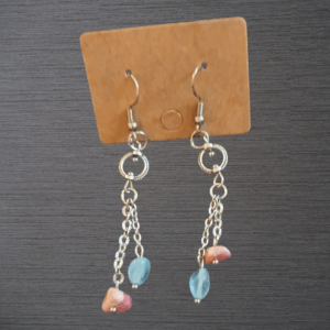 Boucles d'oreille Aigue Marine et Rhodochrosite véritable