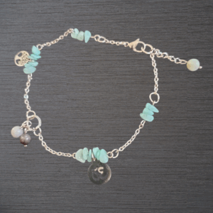 Chaîne de cheville Amazonite véritable et breloques