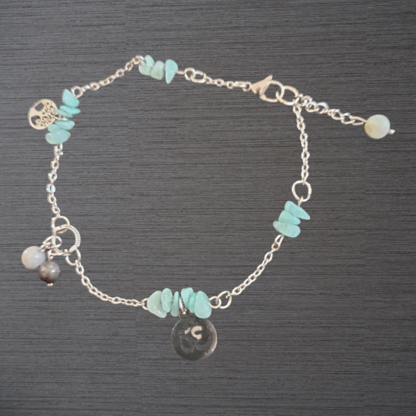 Chaîne de cheville Amazonite véritable et breloques
