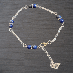 Chaîne de cheville Lapis Lazuli véritable et breloque