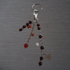 Porte-clés Grenat véritable et Cornaline
