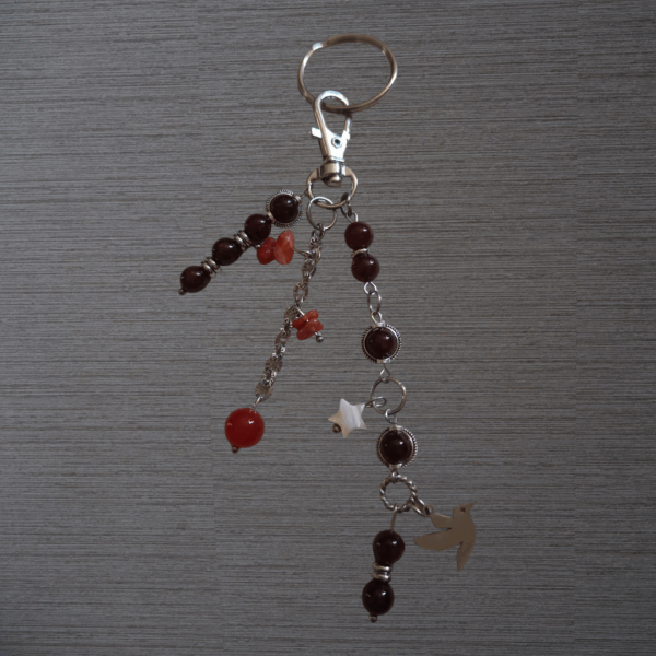 Porte-clés Grenat véritable et Cornaline