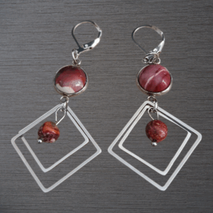 Boucles d'oreilles Jaspe océan véritable