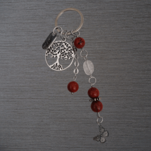 Porte-clés Jaspe rouge véritable et Cristal de roche